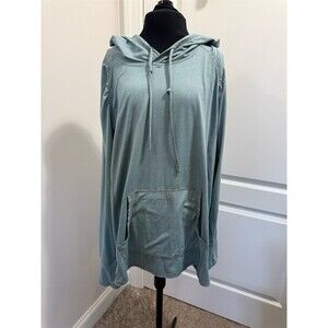 RBX Performance Hoodie Womens 2XL Green Striped Pullover Kangaroo Pocket